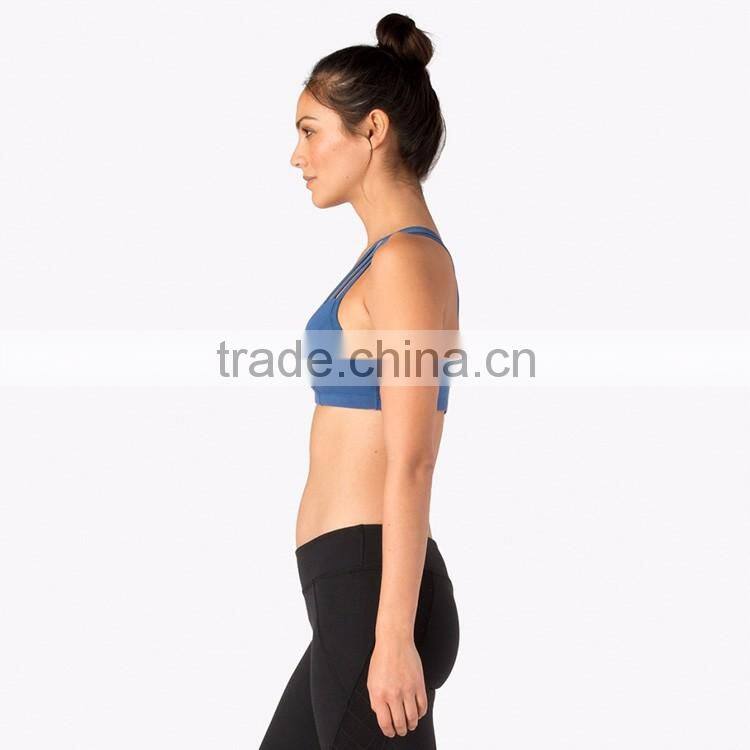 Triple Strap Cross Back Custom Logo Women Workout Bra Fitness Top
