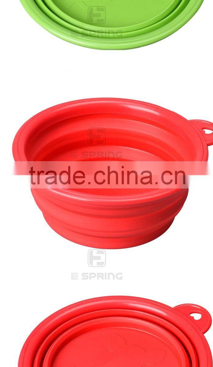7 color available New 2015 Pet Dog portable bowl Silicone Collapsible Feeding Water Feeder Travel Dog Bowl