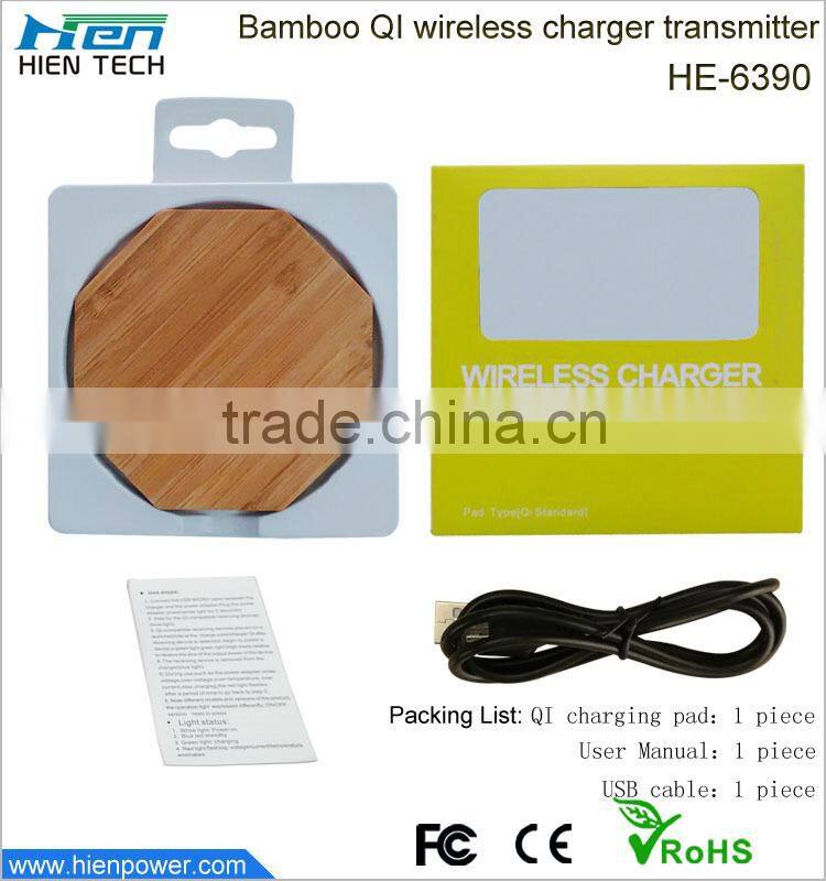 Qi universal Natural wood desktop table wireless charger for smart phones