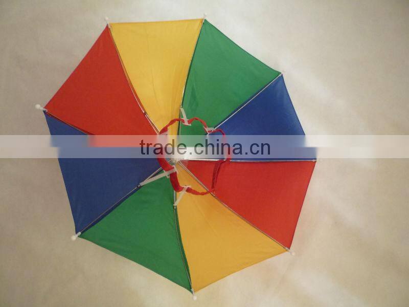 14" whole sale hat umbrella on head