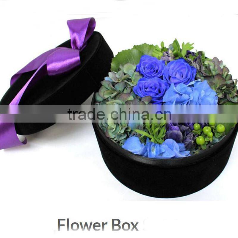 Round fabric Flower boxes with ribbon bowknot