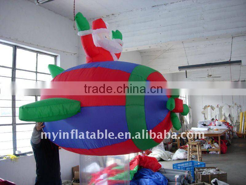 Inflatable santa in Helicopter