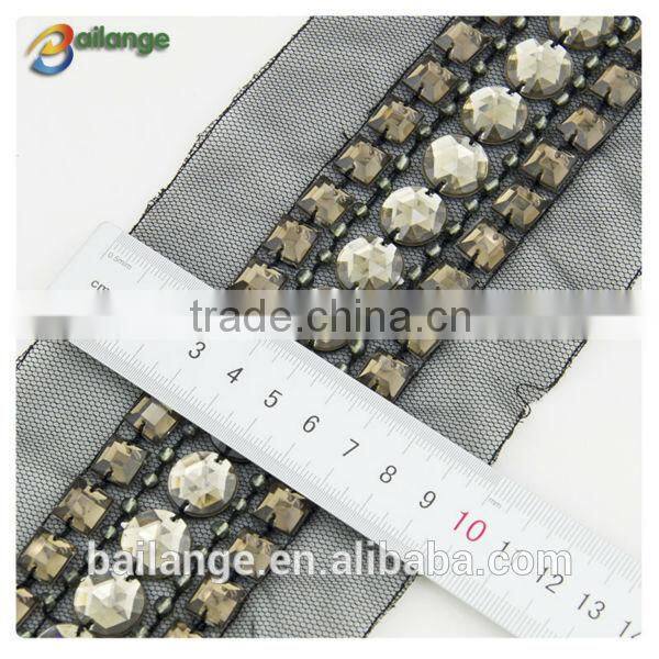 whosale 2015 new products crystal metal mesh grey mesh trimming for garment