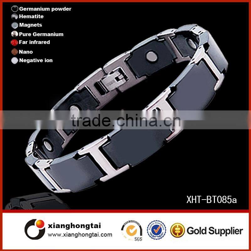 Bio magnetic tungsten steel bracelet with energy magnetic stone,tungsten jewelry professional manufactory