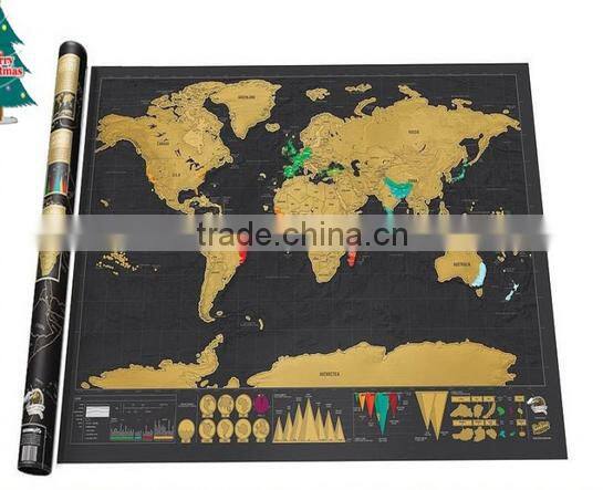 Stationery Store Maps Deluxe Black Scratch off Map World Map