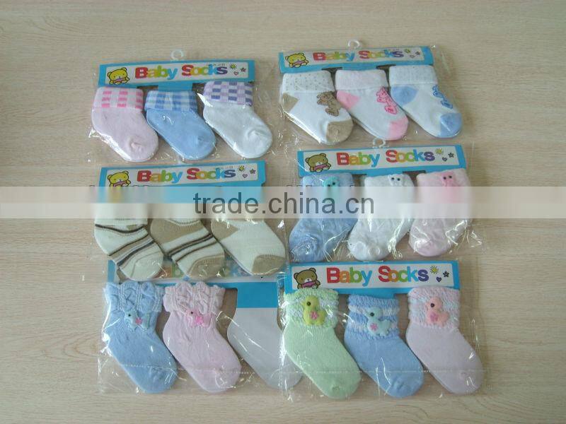 Cute cotton newborn 100 cotton baby socks