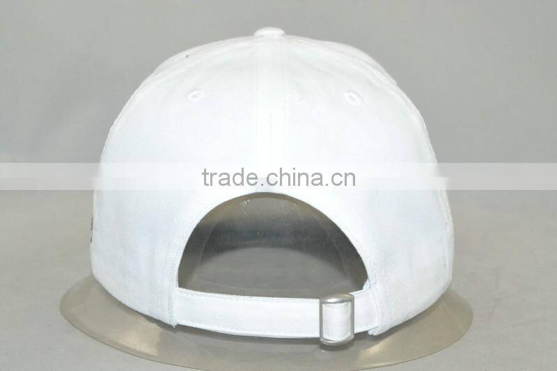 Professional custom 6 panel / 100% cotton/white/blue embroidery trademark/baseball cap