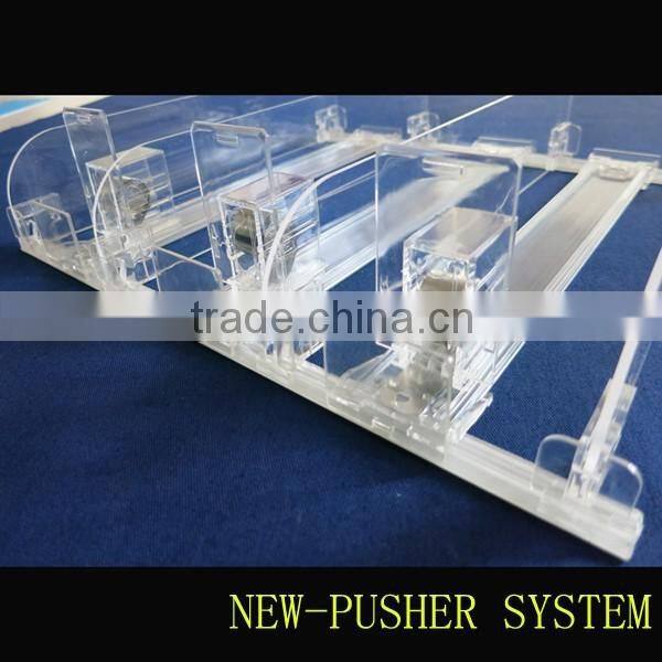 plastic shelf pusher system for market using