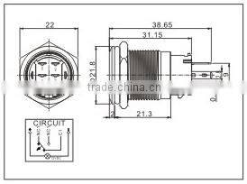 QN19-S1 19MM ring led ip67 on-off 12V metal switches