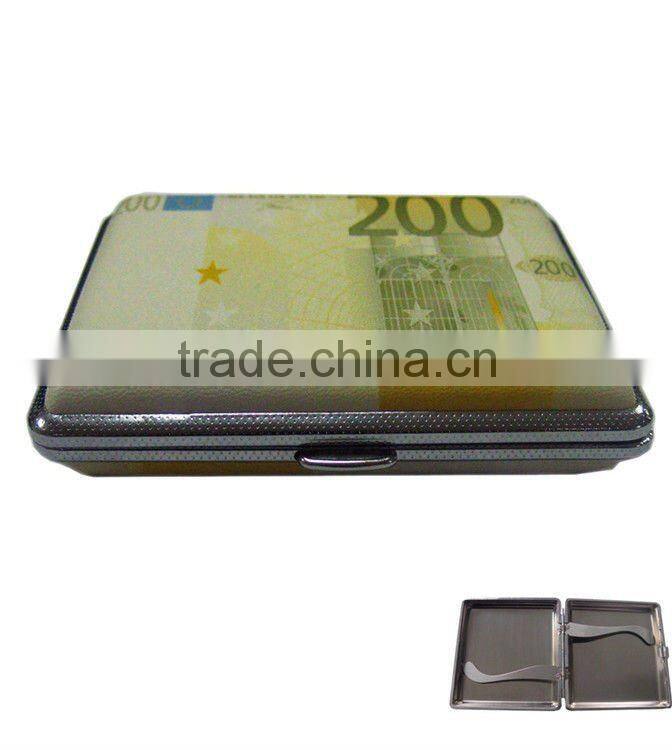 genuine leather covered metal cigarette case novely design