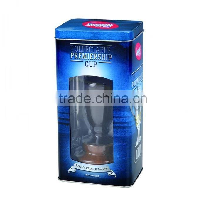pvc window tin box for cup/cup packaging window tin box