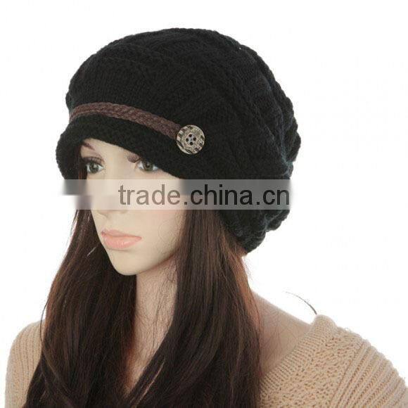 Korean Fashion Womens Warm Winter Crocheted Knit Braided Beanie Ski Hat Skull Cap