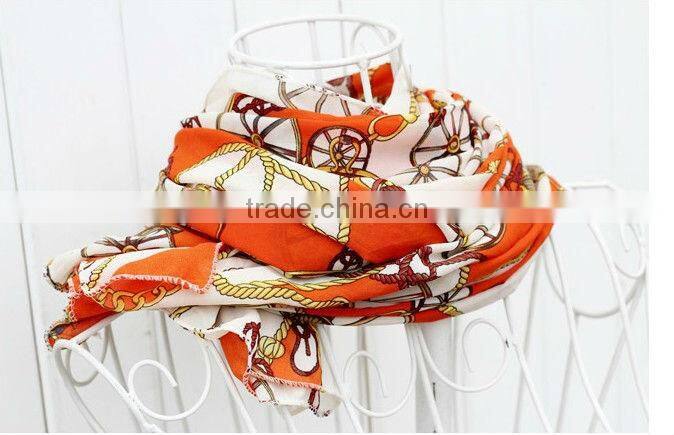 Korean Women Fashion Wheels Neck Scarf Shawl Long Soft Silk Chiffon Wide Wrap Scarves