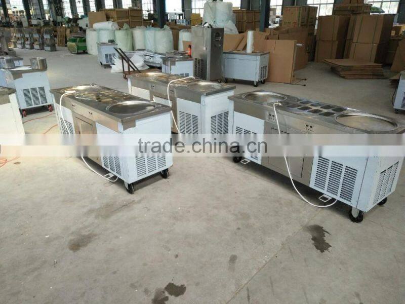 commercial hot sale flat pan fry ice cream machine/fried cream machine(2+10)