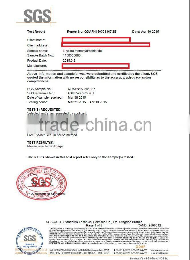 High Quality Feed Grade L-lysine 98.5%(CAS NO.657-27-2)