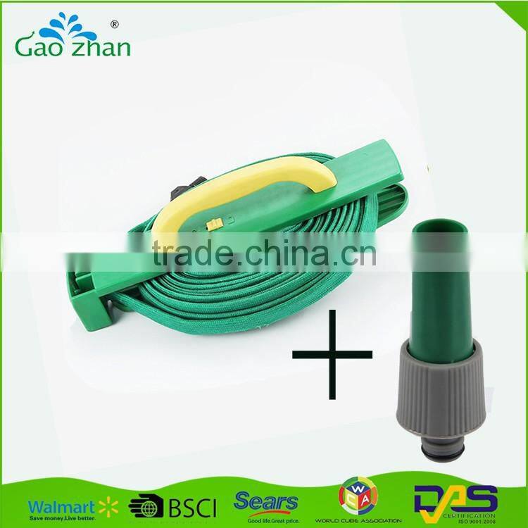 15m Flat Garden Hose Pipe & Reel With Spray Nozzle Gun Outdoor Watering Hose 15M