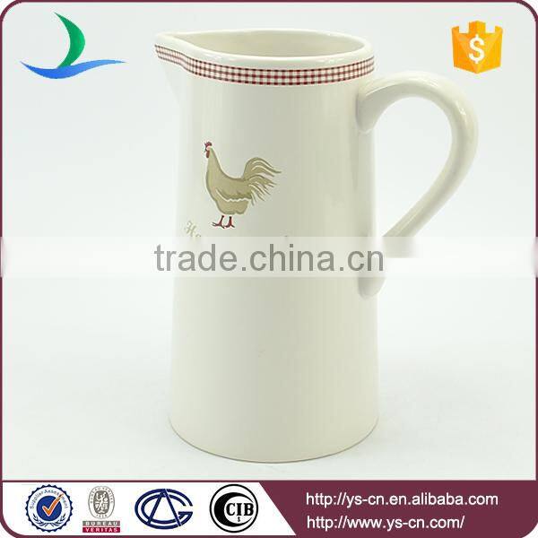 good price with best sale cute cock decal ceramic white jug