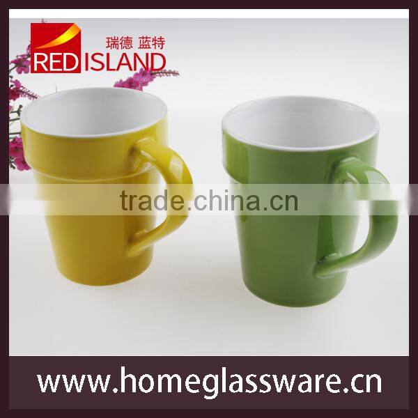 set of 2 colorful ceramic coffee mug with color box
