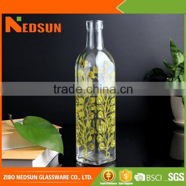 Hot sale hand drawing glass dorica olive oil bottle