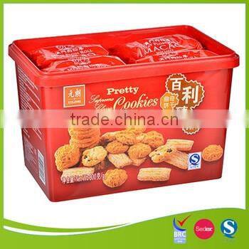 IML cookies plastic container with rectangular shape