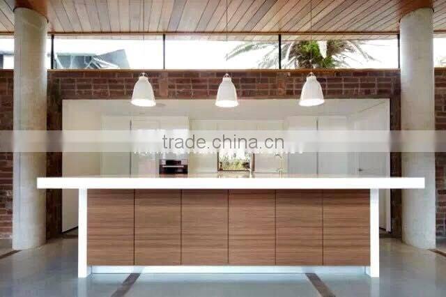 Modern design PMMA solid surface +solid wood built kitchen center bar table