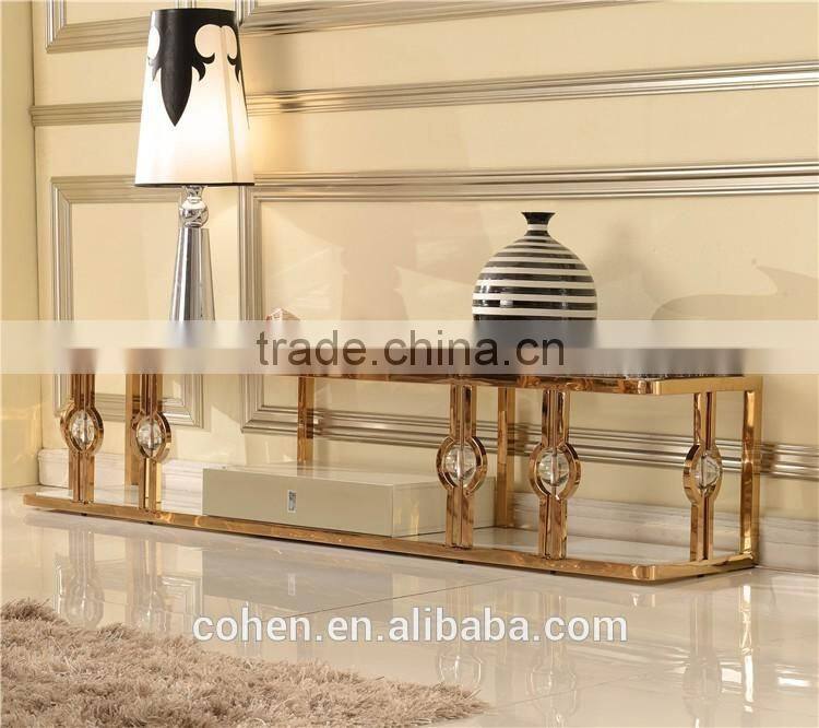 2016 high quality modern stainless steel living room set in golden color 818#