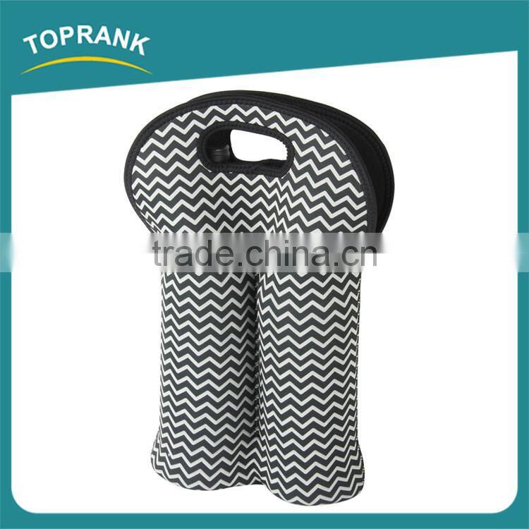 Custom wholesale 1.5l bottle wine cooler bags, tote foldable insulated neoprene wine cooler bag