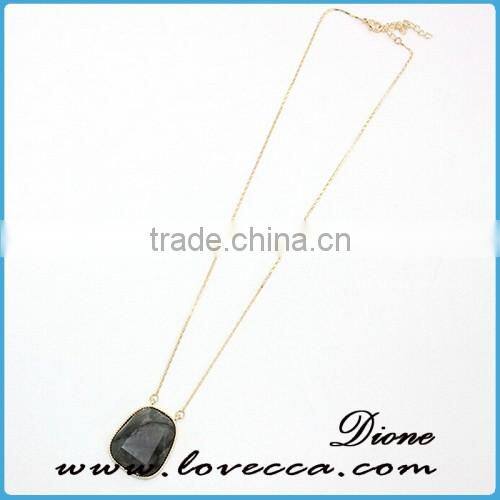 Wholesale synthetic gemstone tassel necklace with long gold druzy chain