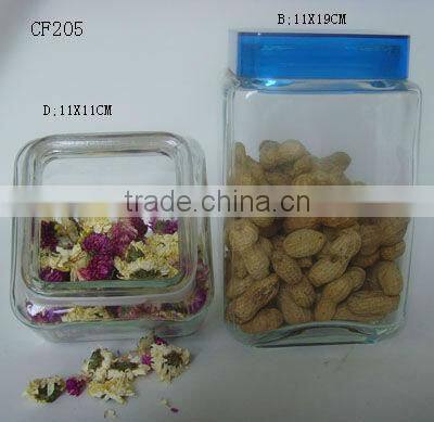 clear square mason glass jar with plastic lid