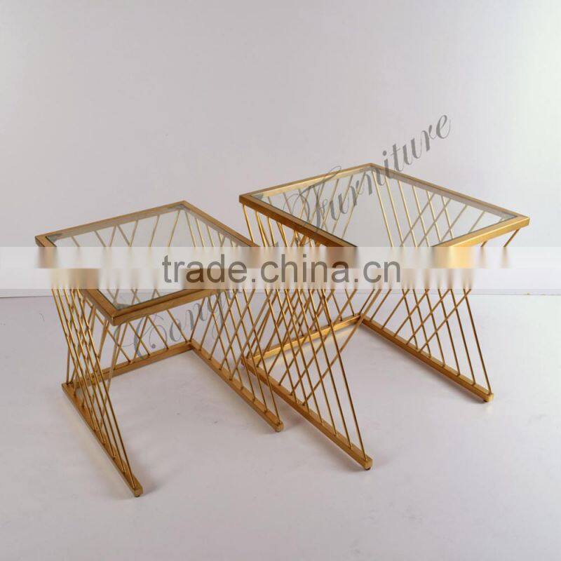 C8098 glass top stainless steel tea side table