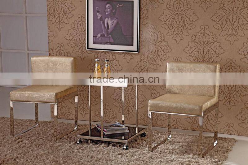 B8020 cheap pu cushion stainless steel cafe dining chair