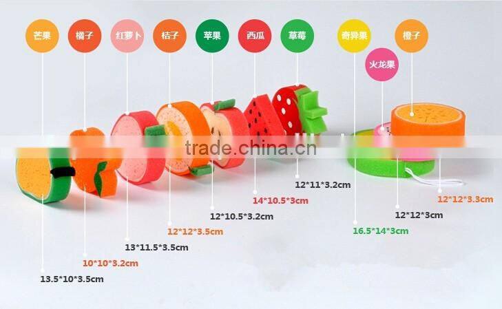 candy Color fruit bath sponge/apple strawberry shaped cleaning sponge / Sponge scourer could be printed logo