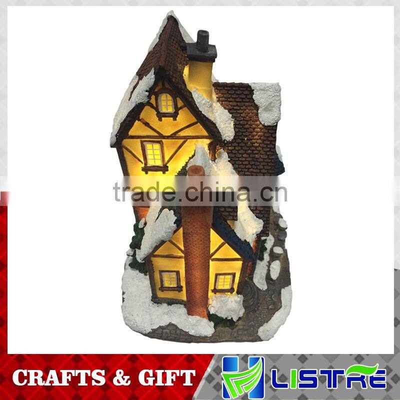 Resin Lighted Christmas Decoration House with music