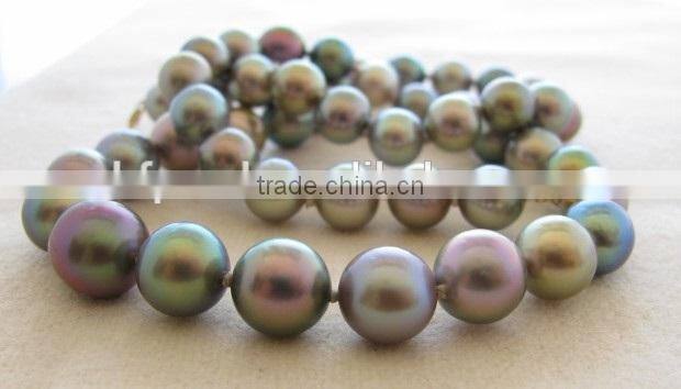 Fashionable 9-10 mm Peacock Green Freshwater Pearl Necklace