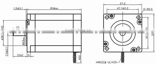 Leadshine 57HS22-A 2-phase Hybrid Step Stepper Motor 81mm long 1.8 step angle 2.2NM