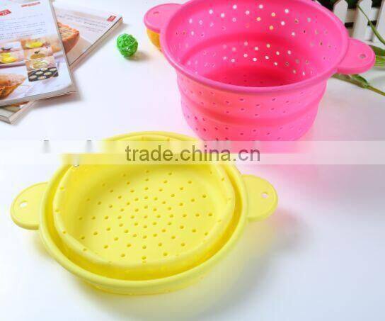 Foldable pasta basket,silicone rubber basket,silicone folding basket