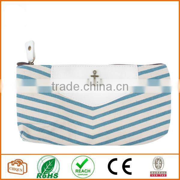 Canvas Navy Style Pen Pencil Case Cellphone Coin Cosmetic Makeup Bag Pouch Purse,Light Blue