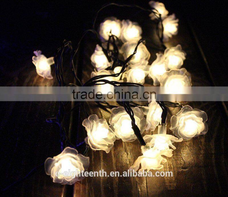 2016 new hot sale Multicolor Rose string lights solar garden lights 20led outdoor Fairy Light