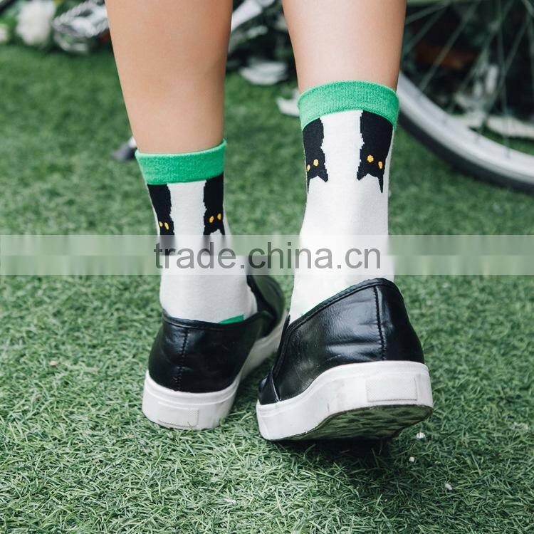 Lovely Cat Pattern Young Girls Socks Various Kinds Of Winter Socks Factory