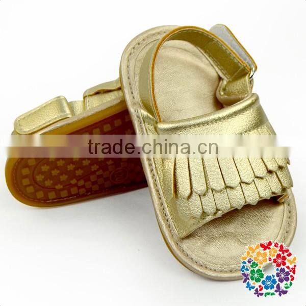 Hot Fashion Baby Golden Summer Sandals Shoes Tassels Design Girls Leather Sandal Boutique Baby Girl Sandals