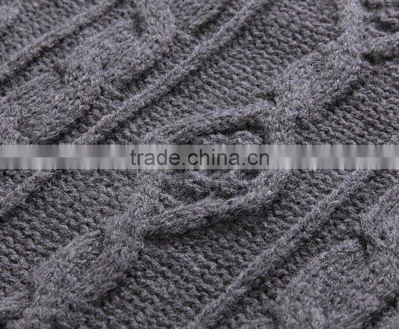 new arrival pure color cable crew neck knit sweater , pullover sweater