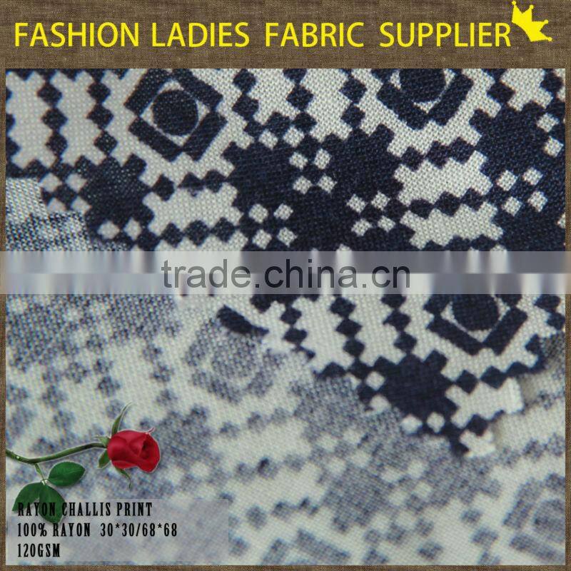 fashionable design print pattern for ladies wear reactive rayon challis printed rayon challis fabric