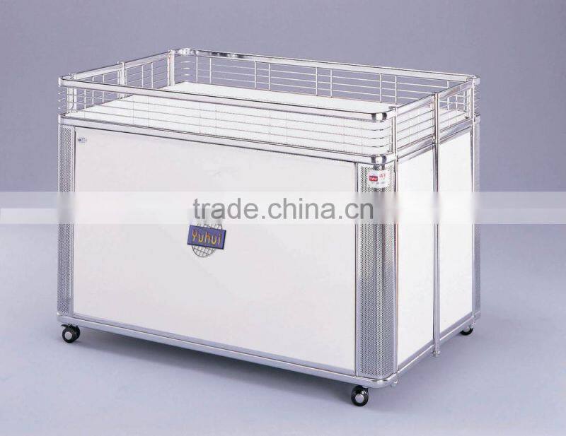 White shopping cart trolley supermarket rack promotion product