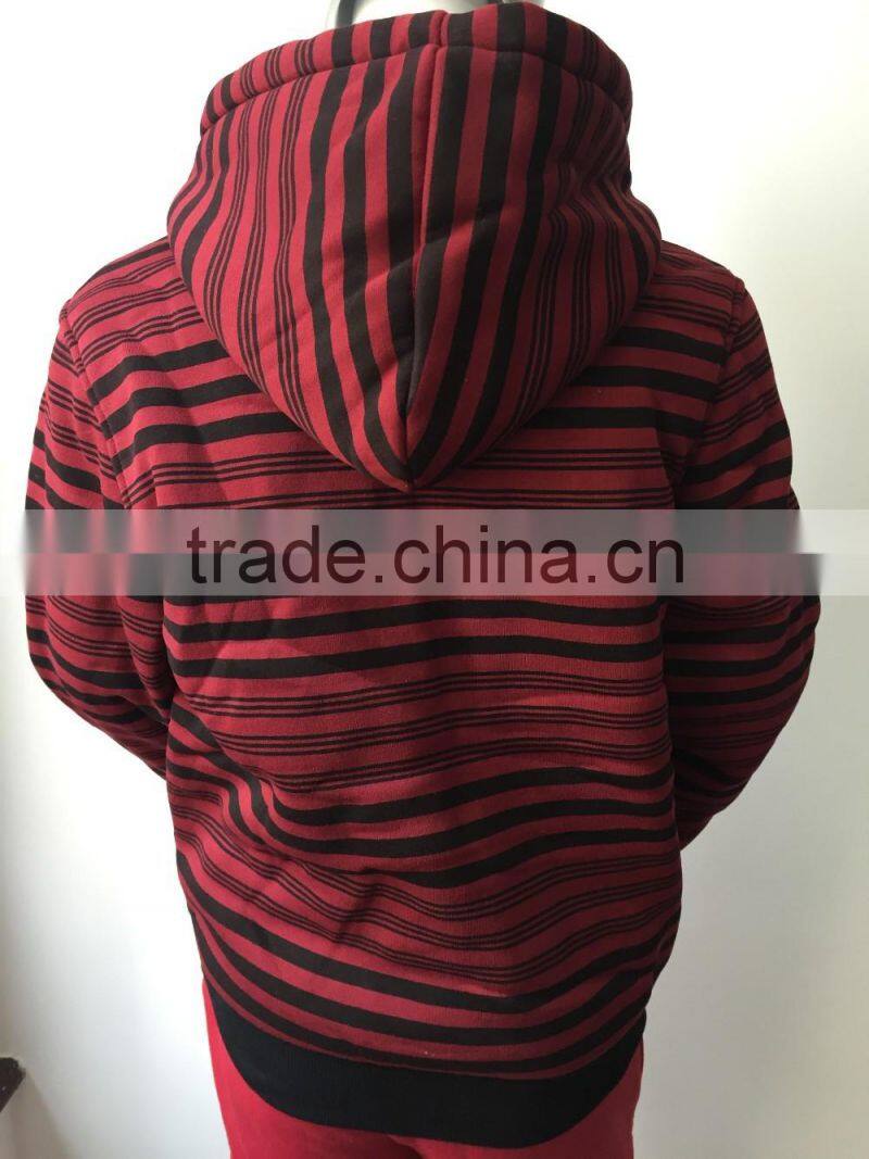 Children coat stripe style boy zipper jacket with hoody