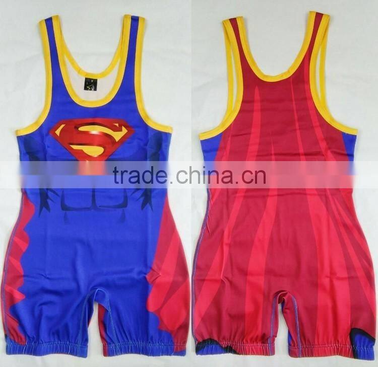 China factory cheap sublimated custom wrestling singlets