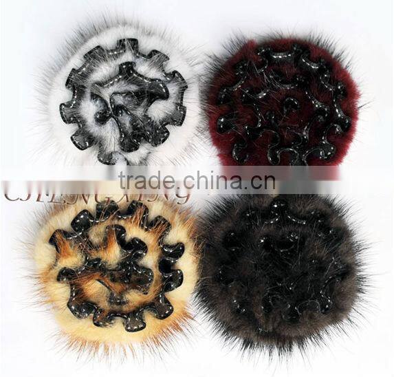 CX-A-45 Real Mink Fur Flower Coat Fashion Brooch Pin