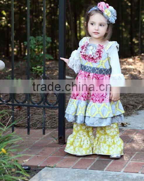 2017 kids boutique clothing sets girl sweet ruffle clothing baby girl cotton dress outfit