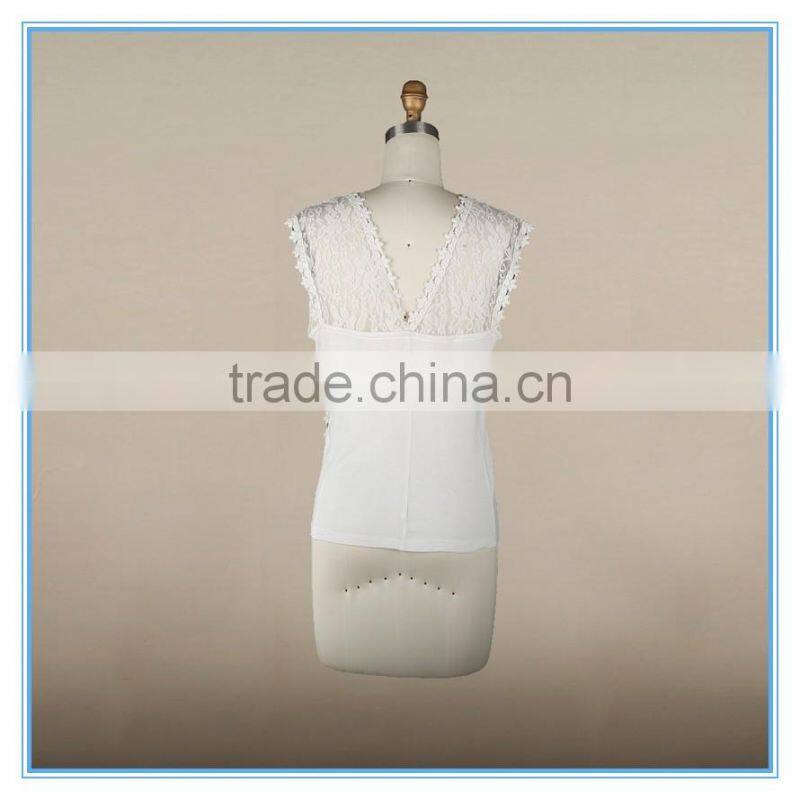 Latest White Sexy Women's Halterneck Slim Fit Lace Casual Tank Top