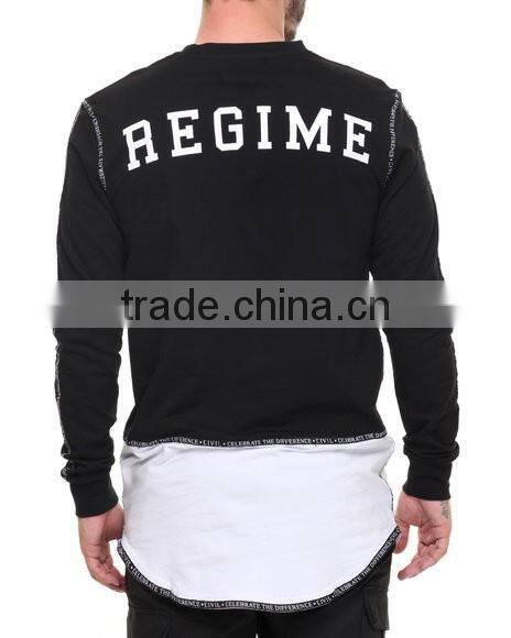 Fields French Terry fabric rounded neck hem printed trim Drop Tee color block t shiet for men