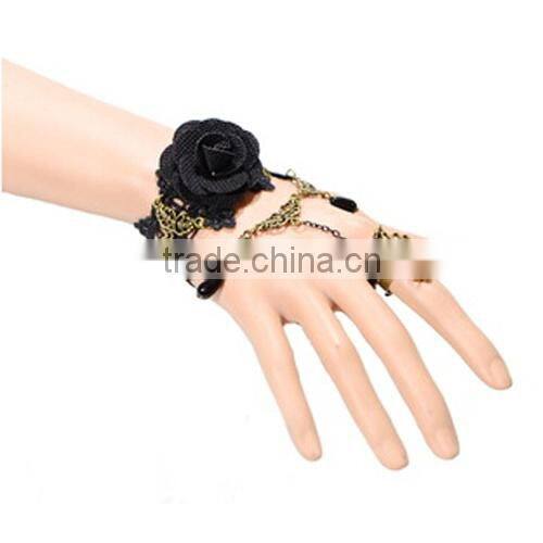 Yiwu wholesale rose lace bracelet hot girls bracelets sets with ring